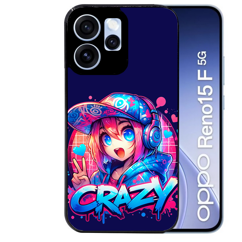 Coque noire taperso pour OPPO Reno 15 et F FS 5G avec motif anime crazy protection antichoc personnalisée