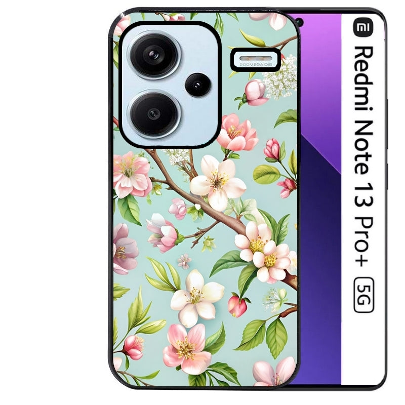 Coque noire taperso pour Redmi Note 13 PRO PLUS 5G avec motif fleur de printemps protection antichoc personnalisée
