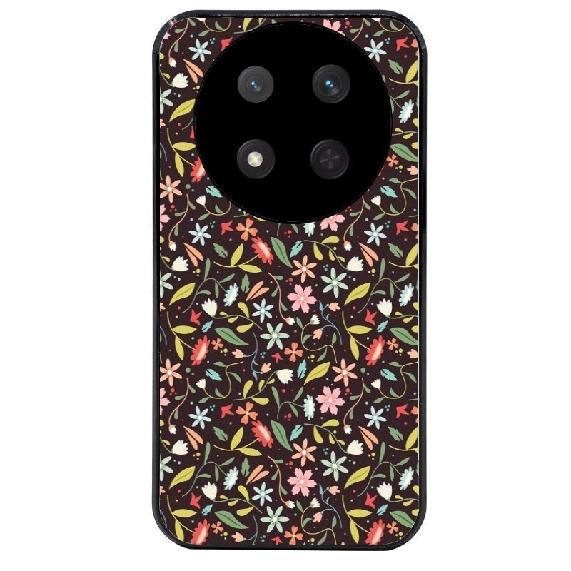 Coque noire taperso pour Magic 7 LITE et PRO avec motif petites feurs multicolores protection antichoc personnalisée