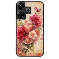 Coque noire taperso pour POCO M6 4G avec motif coeur et fleur personnalisee protection antichoc personnalisée
