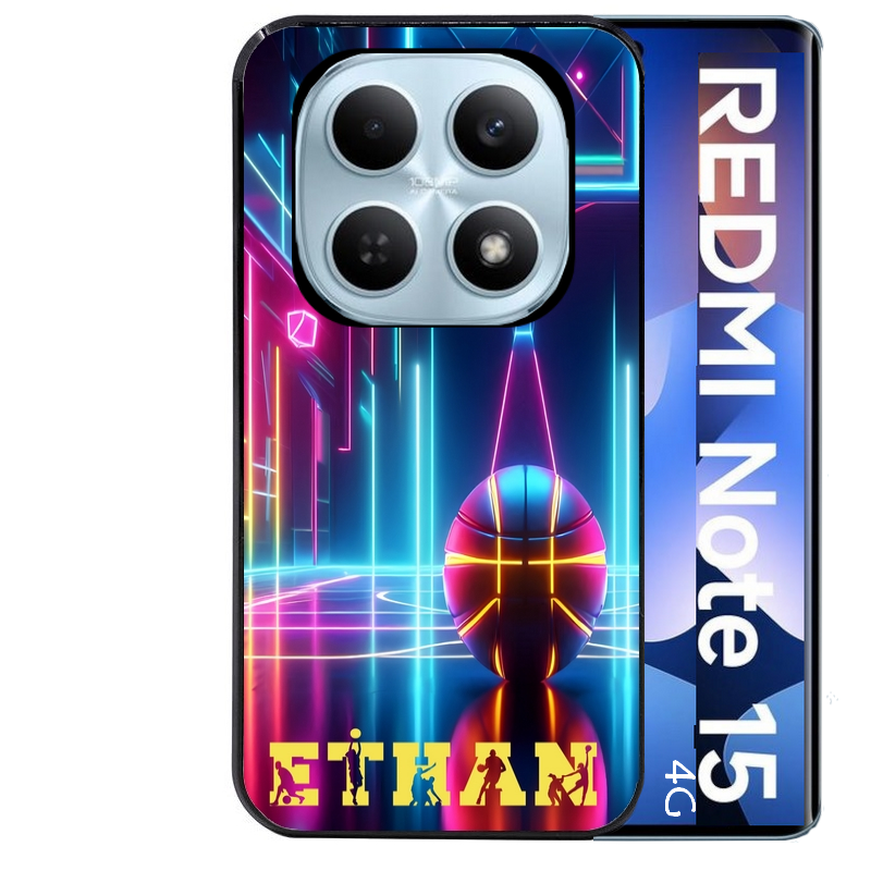 Coque noire taperso pour Redmi Note 15 et PRO PLUS 4G 5G avec motif basket electro personnalisee protection antichoc personnalisée