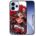 Coque noire taperso pour OPPO Reno 15 et F FS 5G avec motif tete de mort calavera rouge protection antichoc personnalisée