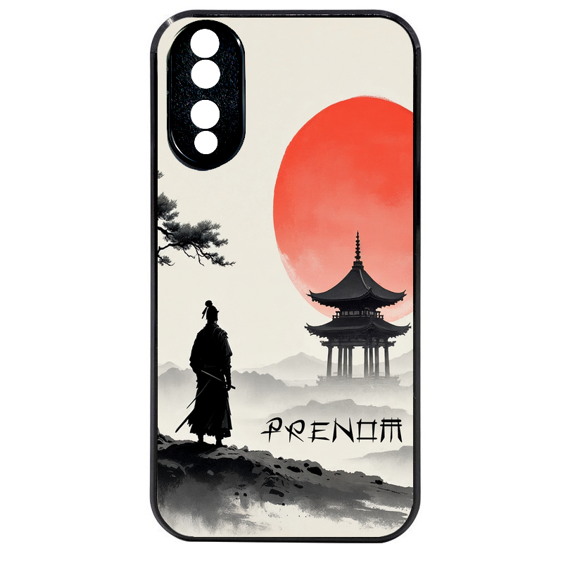 Coque noire taperso pour Honor 70 LITE 90 et LITE avec motif samourai et temple personnalisee protection antichoc personnalisée