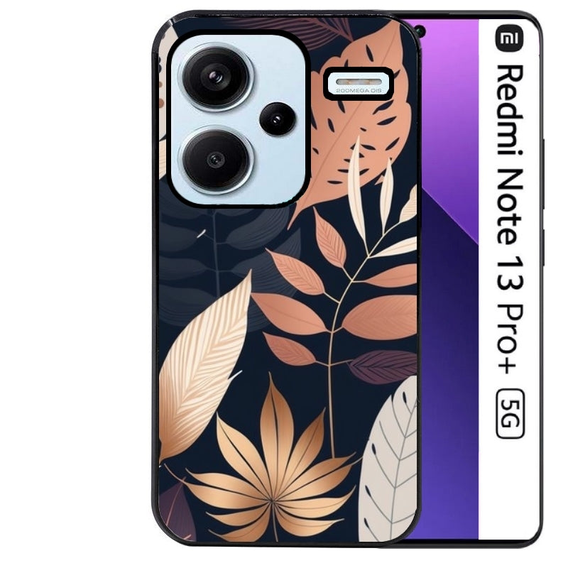 Coque noire taperso pour Redmi Note 13 PRO PLUS 5G avec motif jungle et feuilles protection antichoc personnalisée