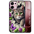 Coque noire taperso pour OPPO A6 PRO 4G et 5G avec motif chat papillon 3 protection antichoc personnalisée