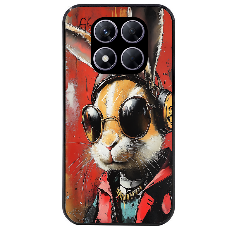Coque noire taperso pour Redmi Note 14 et PRO PLUS 4G 5G avec motif lapin tag protection antichoc personnalisée