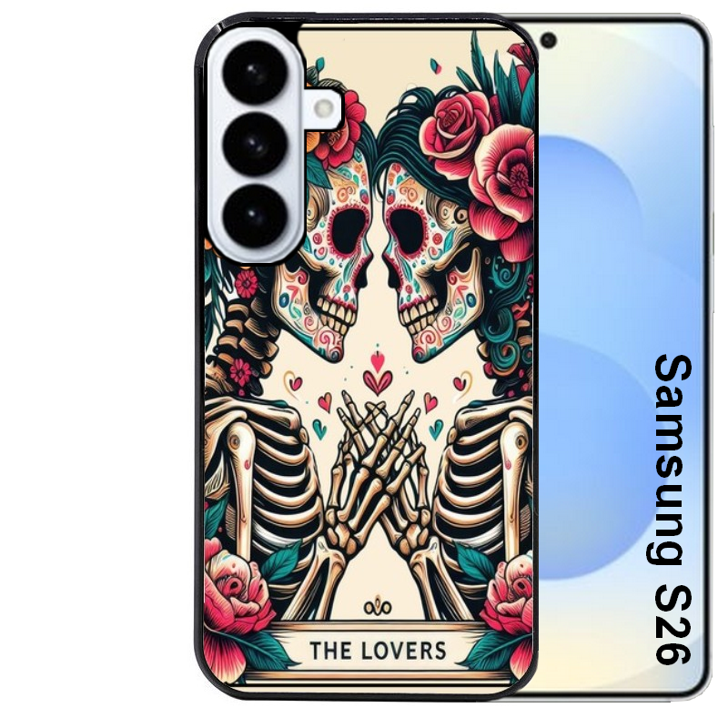 Coque noire taperso pour galaxy S26 et PLUS ULTRA FE avec motif tete de mort lovers protection antichoc personnalisée