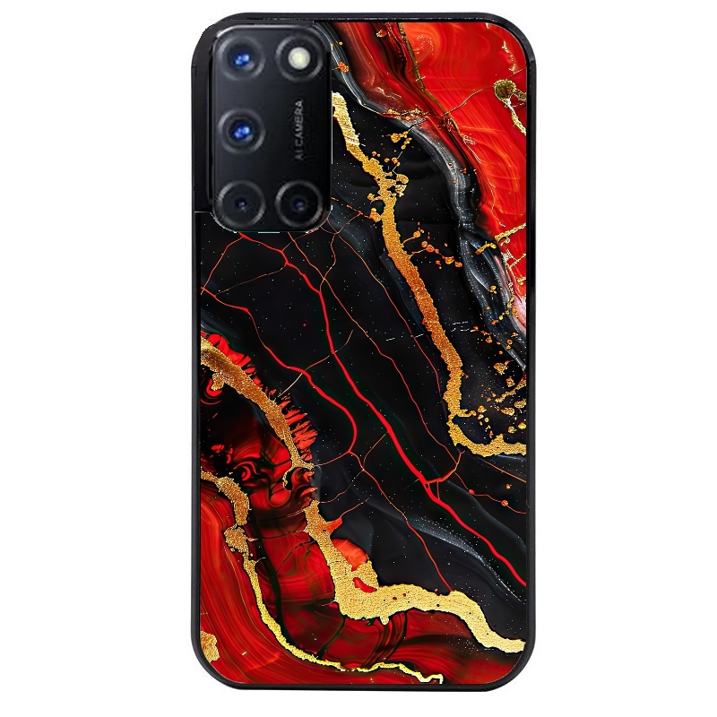 Coque noire taperso pour OPPO Reno 8 LITE avec motif marbre rouge protection antichoc personnalisée