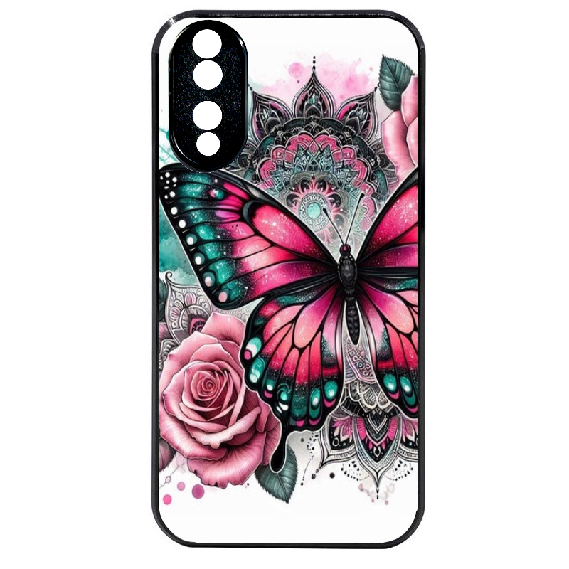 Coque noire taperso pour Honor 70 LITE 90 et LITE avec motif papillon rose protection antichoc personnalisée