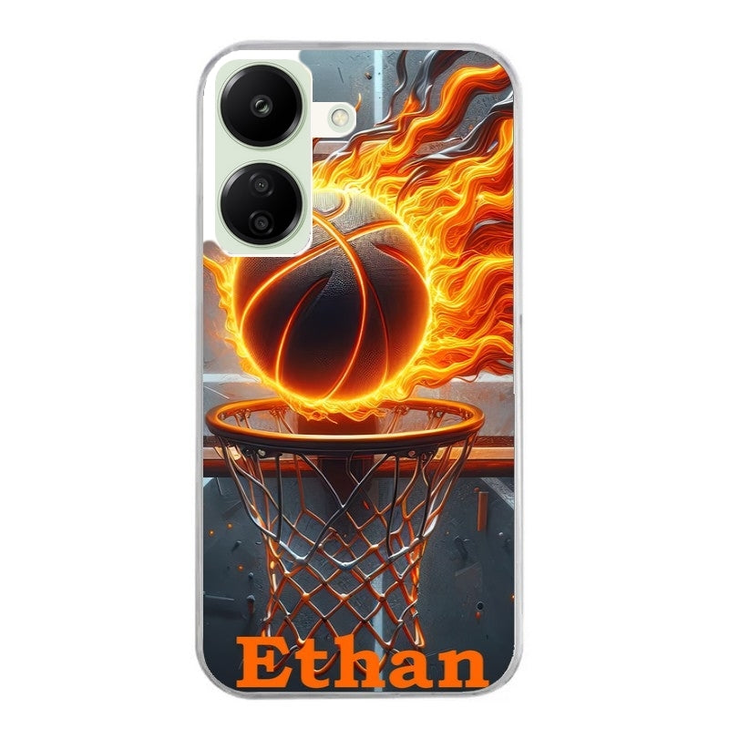 Coque taperso pour POCO C65 4G avec motif basket flamme personnalisee protection antichoc personnalisée