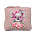 Porte monnaie personnalisé motif koala noeud rose clair en feutrine en feutrine