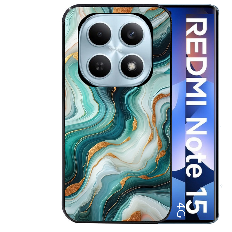 Coque noire taperso pour Redmi Note 15 et PRO PLUS 4G 5G avec motif marbre vert protection antichoc personnalisée