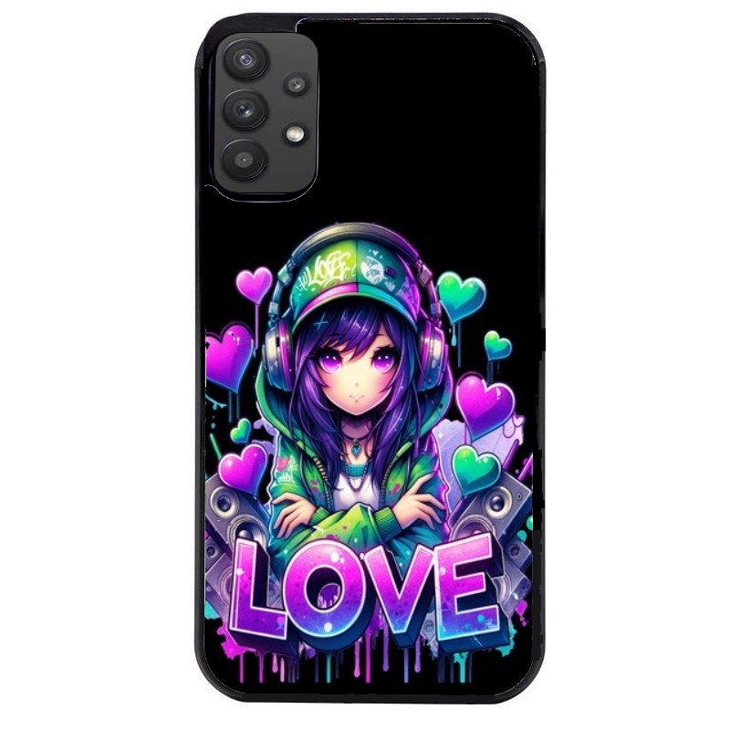 Coque noire taperso pour galaxy A22 A32 A52 A52S 4G 5G  avec motif anime manga et love protection antichoc personnalisée
