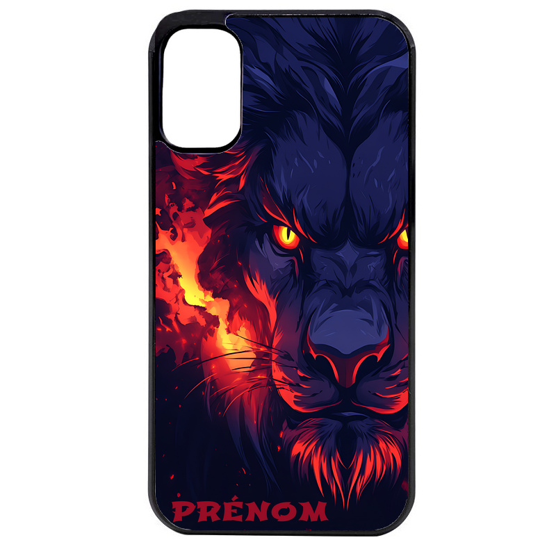 Coque noire taperso pour Moto E13 E14 E15 avec motif lion anime protection antichoc personnalisée