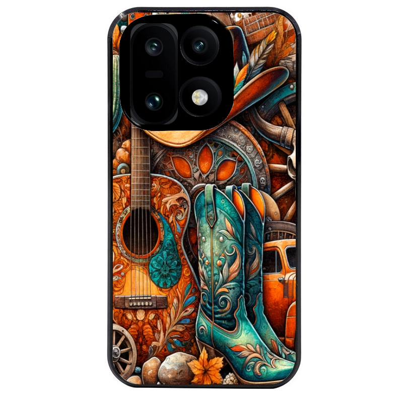 Coque noire taperso pour OnePlus 15 avec motif cow boy et texas automne protection antichoc personnalisée