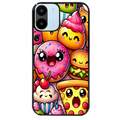 Coque noire taperso pour Redmi A1 et A2 avec motif anime donut kawaii protection antichoc personnalisée