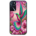 Coque noire taperso pour OPPO A16 et A16S avec motif colibri et fleurs protection antichoc personnalisée