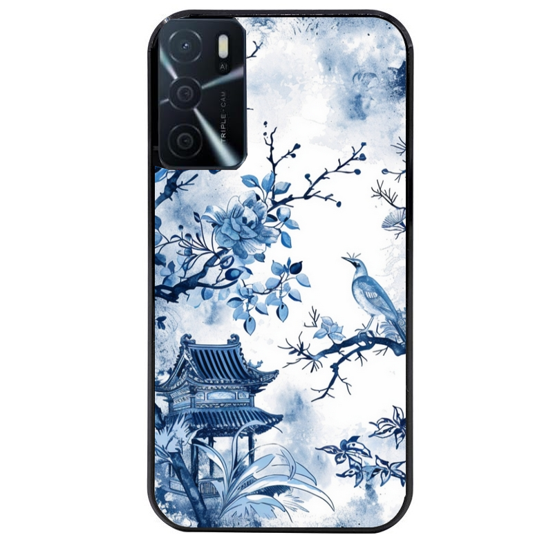 Coque noire taperso pour OPPO A16 et A16S avec motif japan art protection antichoc personnalisée