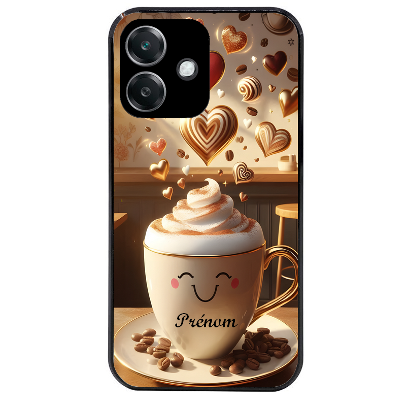 Coque noire taperso pour OPPO A40 avec motif cafe love morning personnalise protection antichoc personnalisée