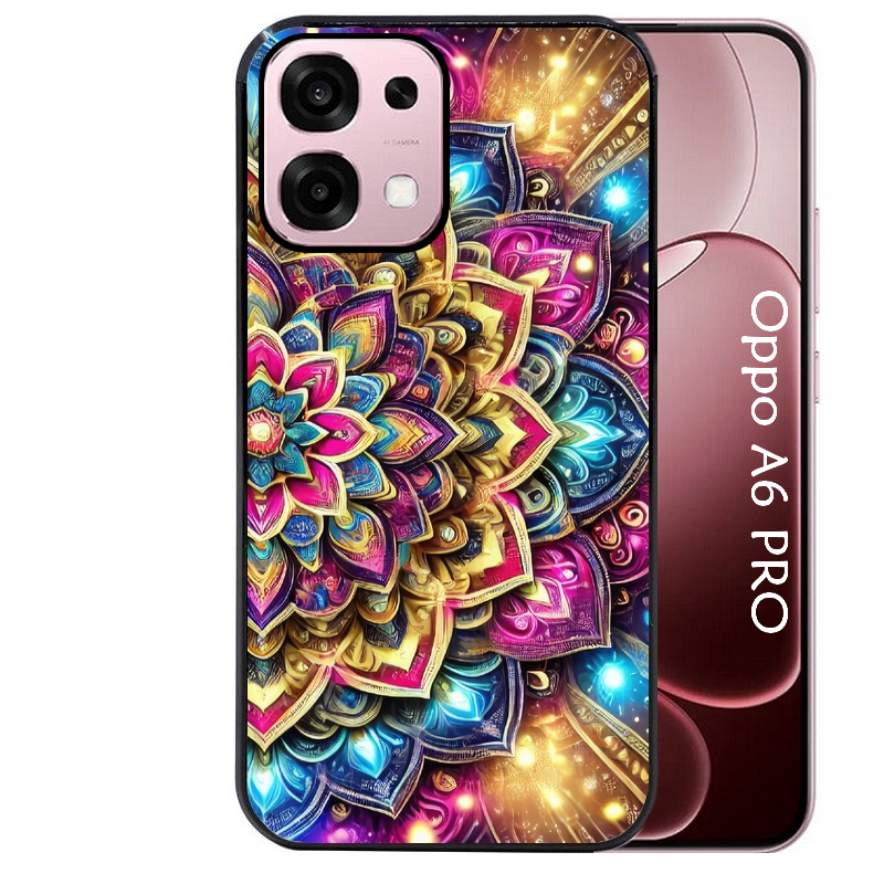 Coque noire taperso pour OPPO A6 PRO 4G et 5G avec motif mandala 2 protection antichoc personnalisée