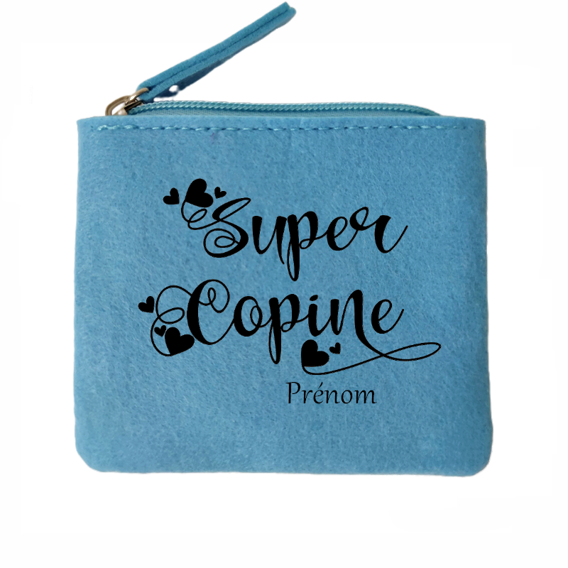 Porte monnaie personnalisé super copine en feutrine en feutrine