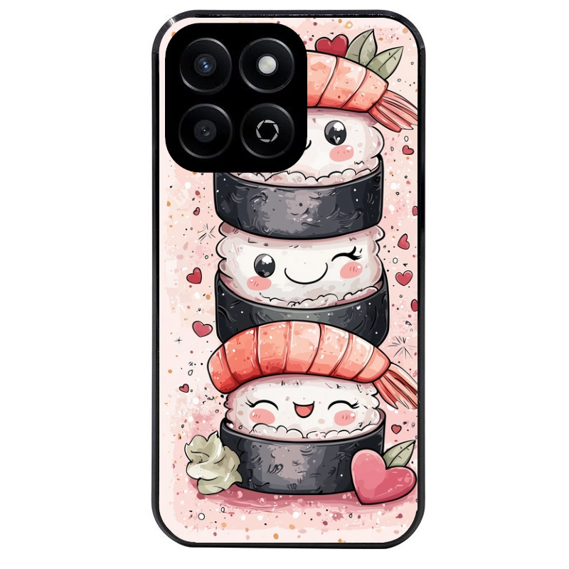Coque noire taperso pour Honor X8 5G avec motif sushi kawai anime protection antichoc personnalisée