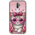 Coque noire taperso pour OPPO A5 A9 2020 avec motif chat lunettes protection antichoc personnalisée