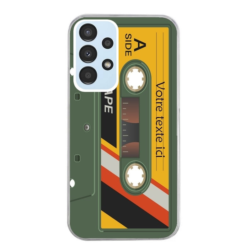 Coque taperso pour Galaxy A13 4G et 5G A23 A53 personnalisable avec motif cassette kaki protection antichoc personnalisée