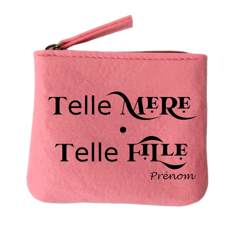 Porte monnaie personnalisé telle mère telle fille en feutrine en feutrine