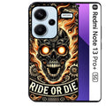 Coque noire taperso pour Redmi Note 13 PRO PLUS 5G avec motif tete de mort flamme protection antichoc personnalisée