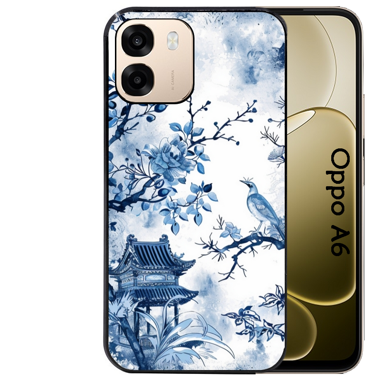 Coque noire taperso pour OPPO A6 A6X 4G et 5G avec motif japan art protection antichoc personnalisée