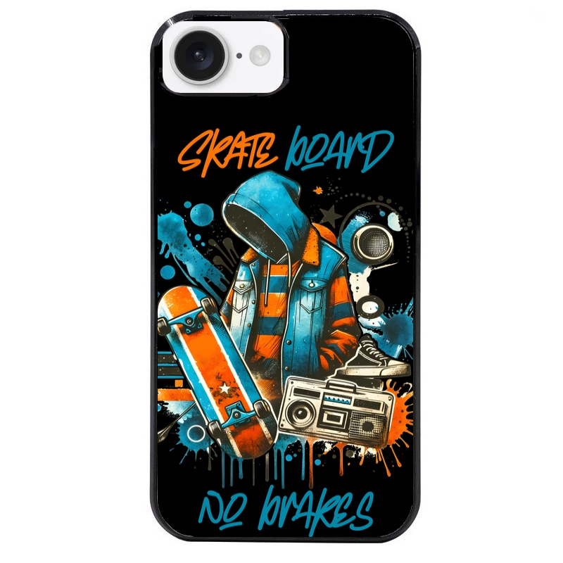 Coque noire taperso pour Iphone 16 16E PLUS MAX PRO avec motif skate board protection antichoc personnalisée