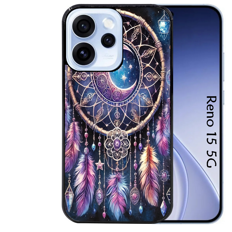 Coque noire taperso pour OPPO Reno 15 et F FS 5G avec motif dreamcatcher et lune protection antichoc personnalisée