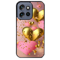 Coque noire taperso pour Moto Edge 60 et Neo Fusion Pro avec motif coeur rose protection antichoc personnalisée