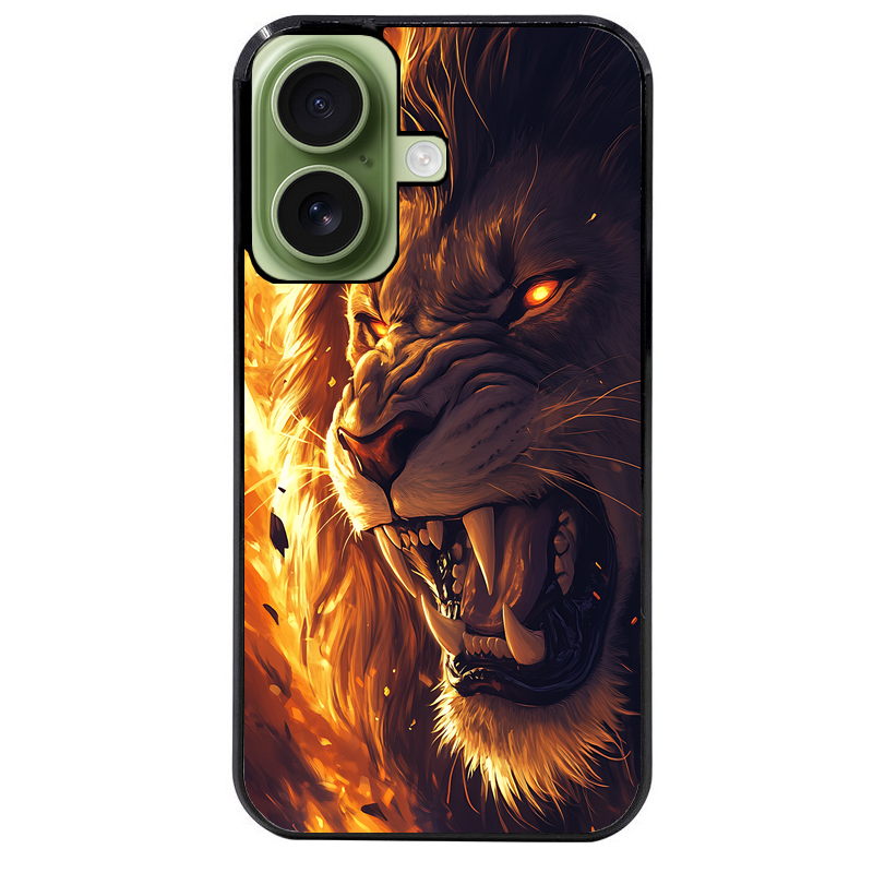 Coque noire taperso pour Iphone 17 17E AIR MAX PRO avec motif lion flamme protection antichoc personnalisée