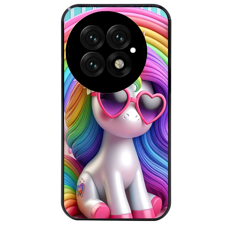 Coque noire taperso pour OnePlus 13 avec motif licorne pop art protection antichoc personnalisée
