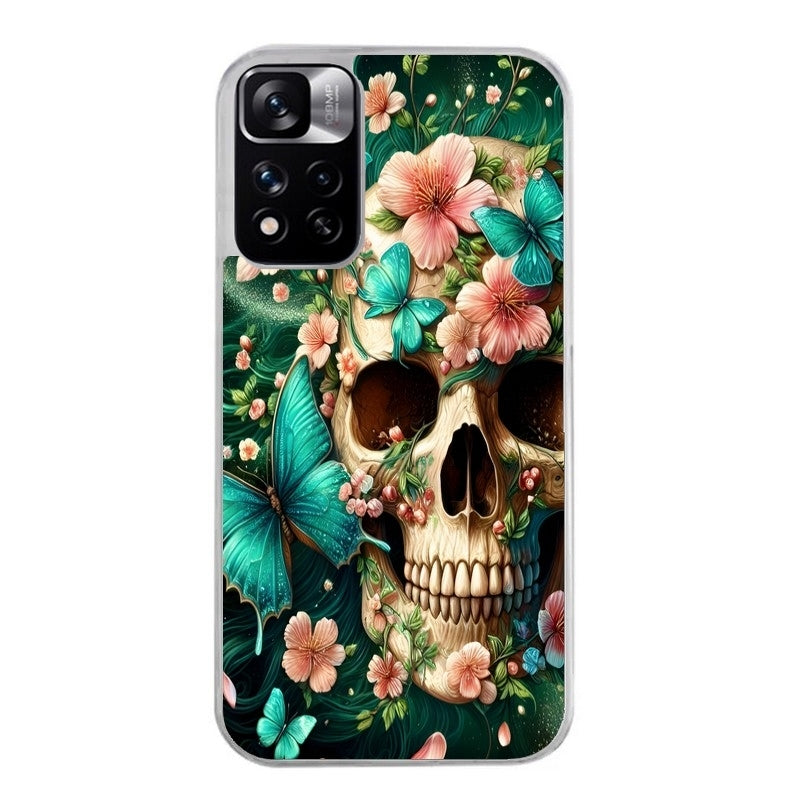 Coque taperso pour Redmi Note 11 4G PRO 5G 11S avec motif tete de mort skull printemps protection antichoc personnalisée