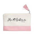 Pochette personnalisée motif soeur sister en toile et simili cuir personnalisée