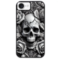 Coque noire taperso pour Iphone 17 17E AIR MAX PRO avec motif tete de mort fleur protection antichoc personnalisée