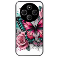 Coque noire taperso pour POCO C75 avec motif papillon rose protection antichoc personnalisée
