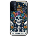 Coque noire taperso pour OPPO A54 et A74 5G avec motif tete de mort drama queen protection antichoc personnalisée