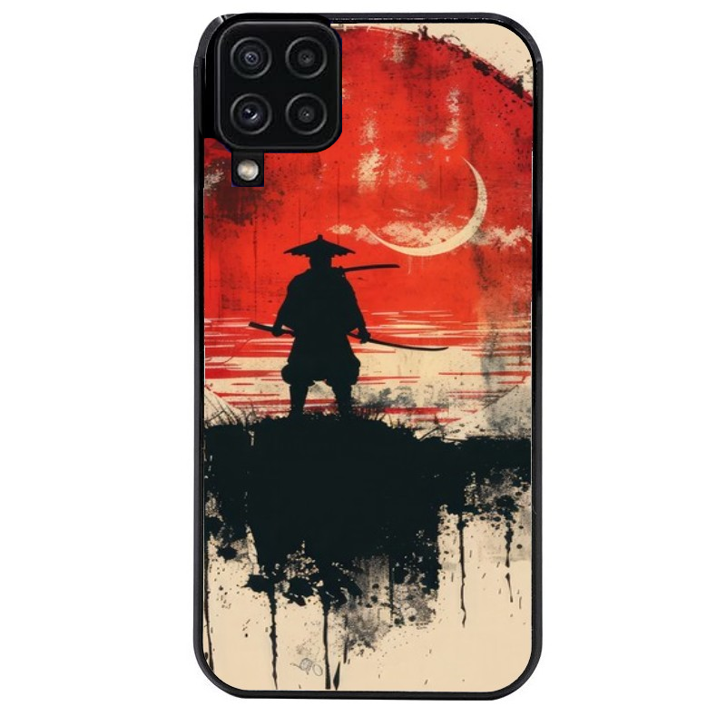 Coque noire taperso pour galaxy A22 A32 A52 A52S 4G 5G  avec motif samourai rouge protection antichoc personnalisée