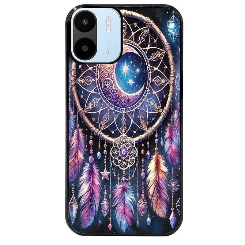 Coque noire taperso pour Redmi A1 et A2 avec motif dreamcatcher et lune protection antichoc personnalisée