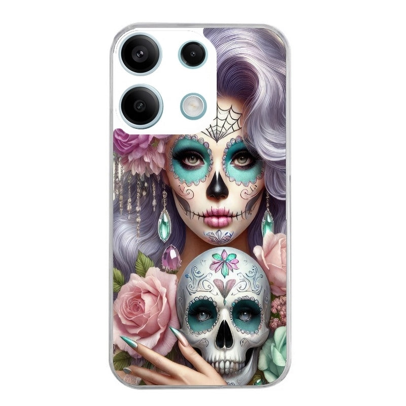 Coque taperso pour Redmi Note 13 4G 5G PRO avec motif tete de mort calavera bijoux protection antichoc personnalisée