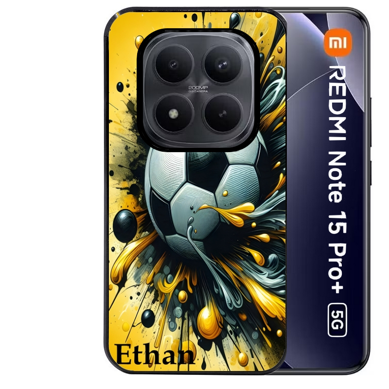 Coque noire taperso pour Redmi Note 15 et PRO PLUS 4G 5G avec motif football personnalisee protection antichoc personnalisée