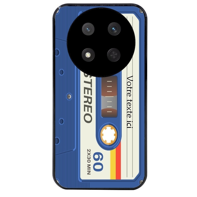 Coque noire taperso pour Magic 7 LITE et PRO personnalisable avec motif cassette bleu protection antichoc personnalisée