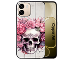 Coque noire taperso pour OPPO A6 A6X 4G et 5G avec motif tete de mort floral protection antichoc personnalisée