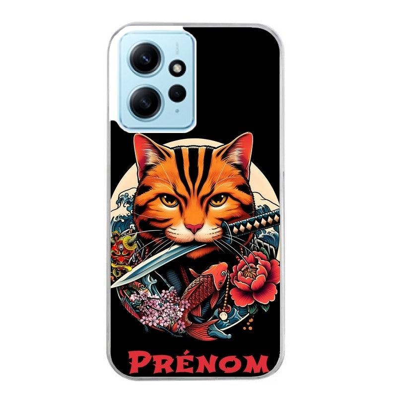 Coque taperso pour Redmi Note 12 4G 5G PRO 4G avec motif chat carpe koii japan personnalise protection antichoc personnalisée