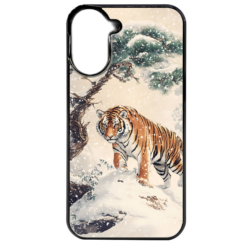 Coque noire taperso pour POCO C71 4G avec motif tigre bonzai protection antichoc personnalisée