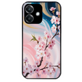 Coque noire taperso pour OPPO A40 avec motif marbre fleur cerisier protection antichoc personnalisée